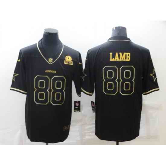 Men Dallas Cowboys 88 CeeDee Lamb Black Golden Edition Limited Stitched Jersey